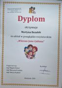 Martynka Bezubik - dyplom za udział w Przeglądzie Recytatorskim "Wiersze Jana i Juliana"