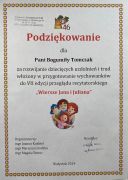 Podziękowanie za przygotowanie do Przeglądu Recytatorskiego "Wiersze Jana i Juliana"